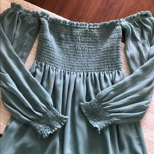 Misty Green Smocked Dress